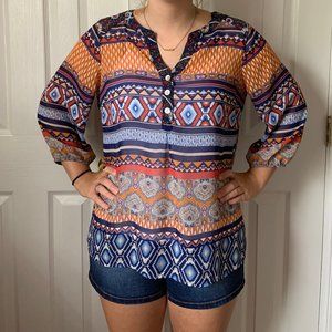 Figueroa & Flower Multi colored sheer blouse-S